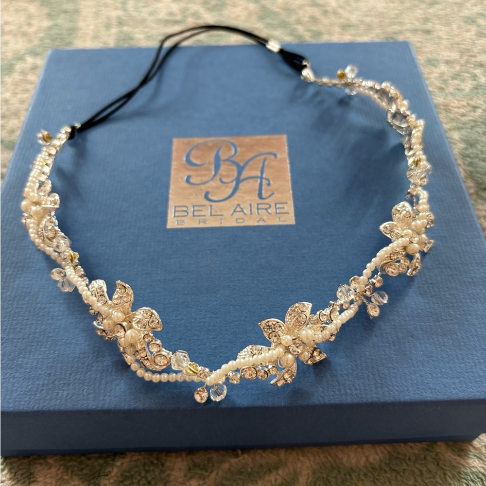 Cream Crystal Pearl Head band